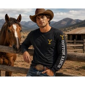 Yellowstone Dutton‎ Ranch Long Sleeve Shirt Men's Large Black Graphic